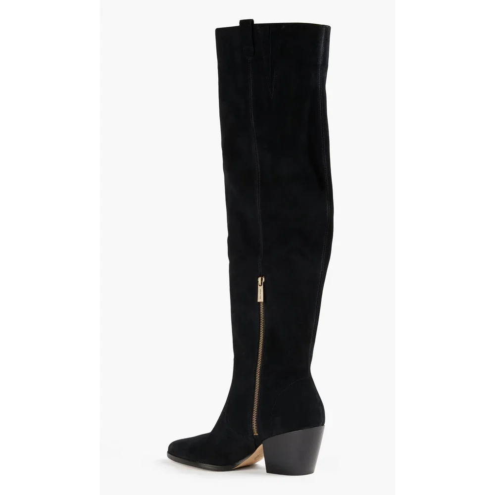 NEW MICHAEL KORS MK BLACK SUEDE HARLOW TALL OVER THE KNEE HIGH BOOTS SIZE 6.5